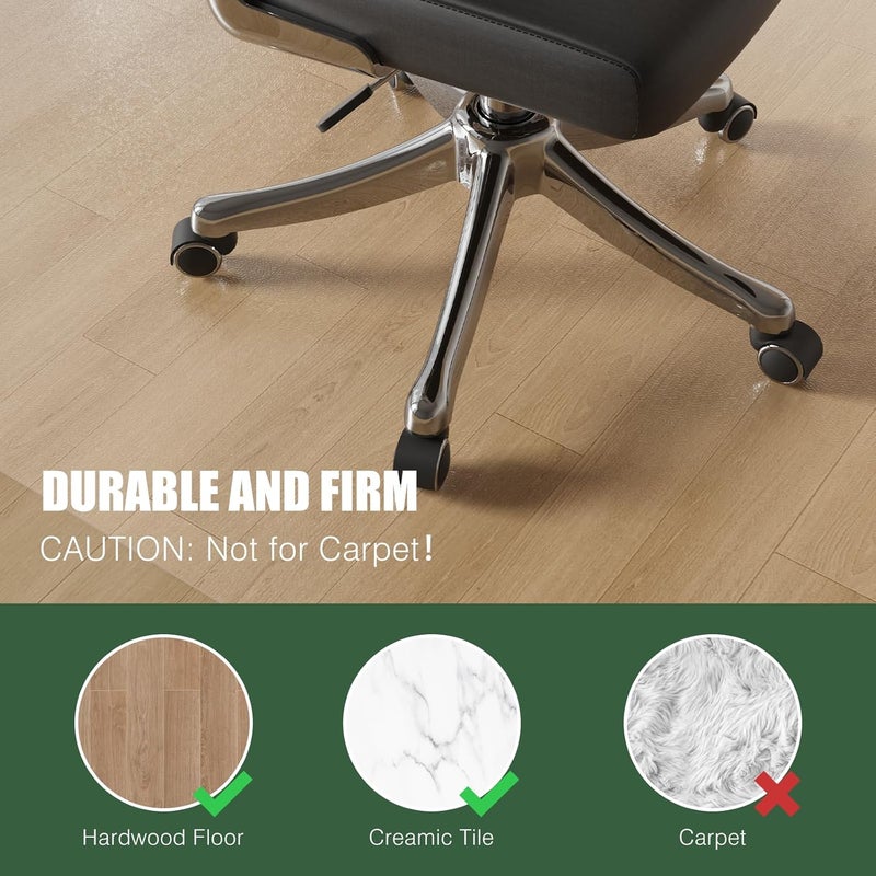 tixpol Chair Mat for Hard Floors, 36" x 36" Office Chair Mat for Hardwood Floor, 0.08" Thicker Non-Slip Hard Floor Protector Desk Mat for Home, Vinyl Floor Mat for Kids & Pets - Not for Carpet (Clear) - Image 3